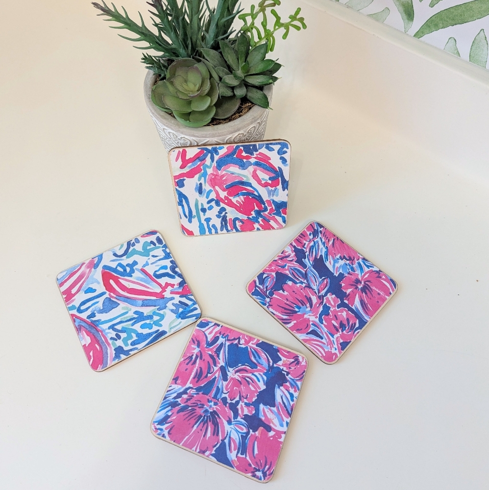 Set Of 4 Lilly Pulitzer Handmade Coasters